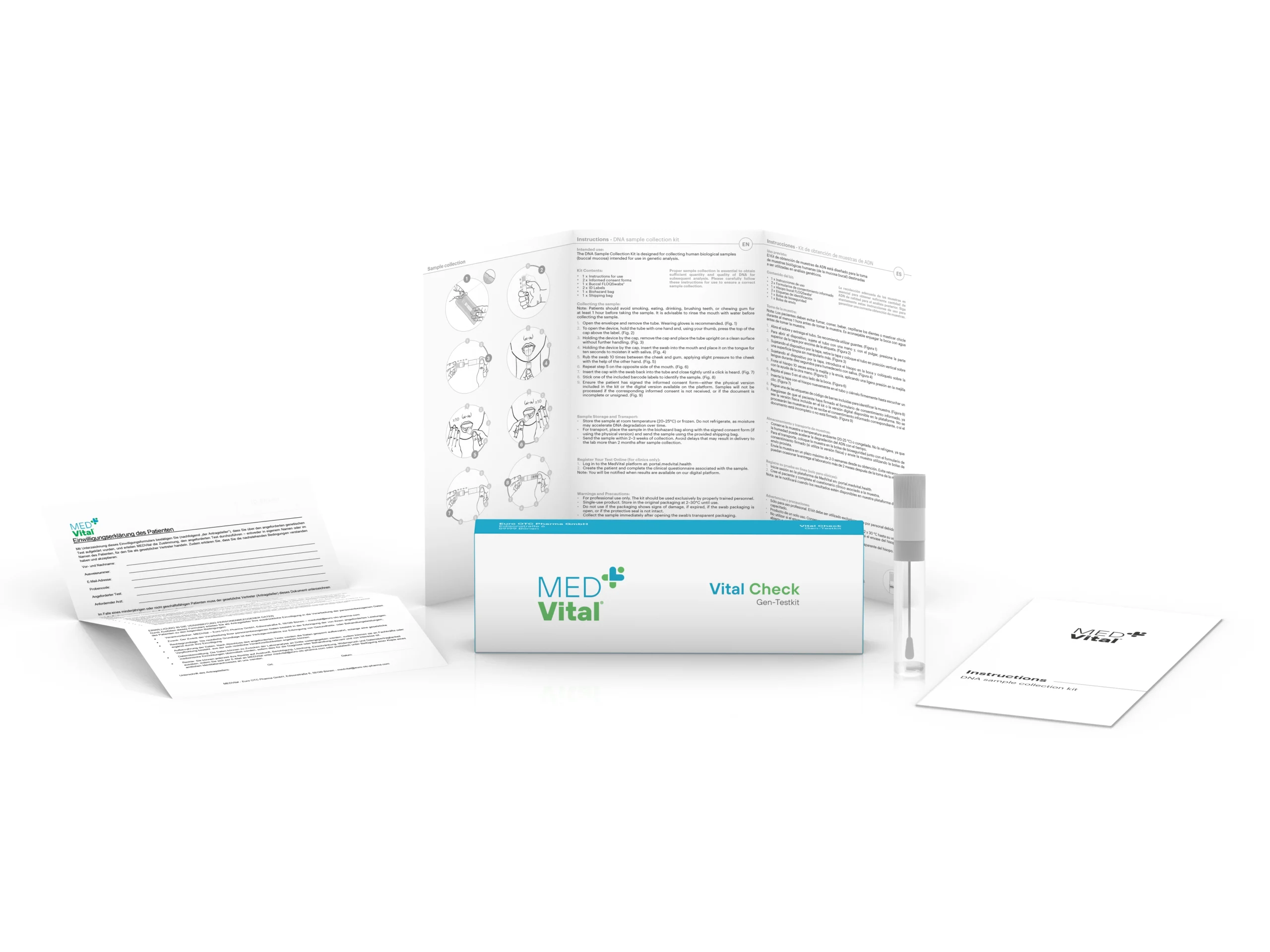 Der MEDVital® Gentest beinhaltet eine detaillierte Anleitung, die die einzelnen Schritte verständlich darstellt.
